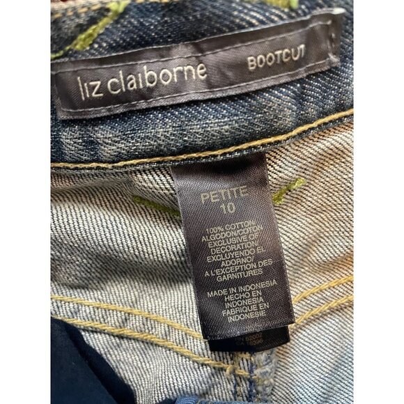 Vintage 90s Y2K Mid Rise Floral Embroidered Bootcut Jeans Sz 10P - Picture 12 of 12